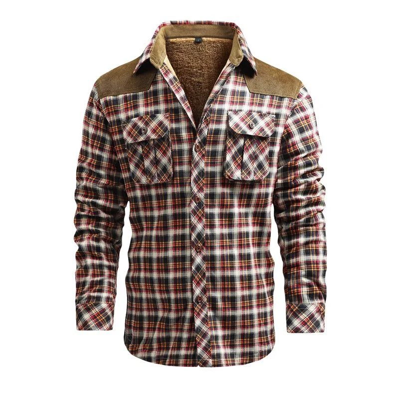 Homens inverno camisas casuais - Flannel Shirt Lined avaliação e preço