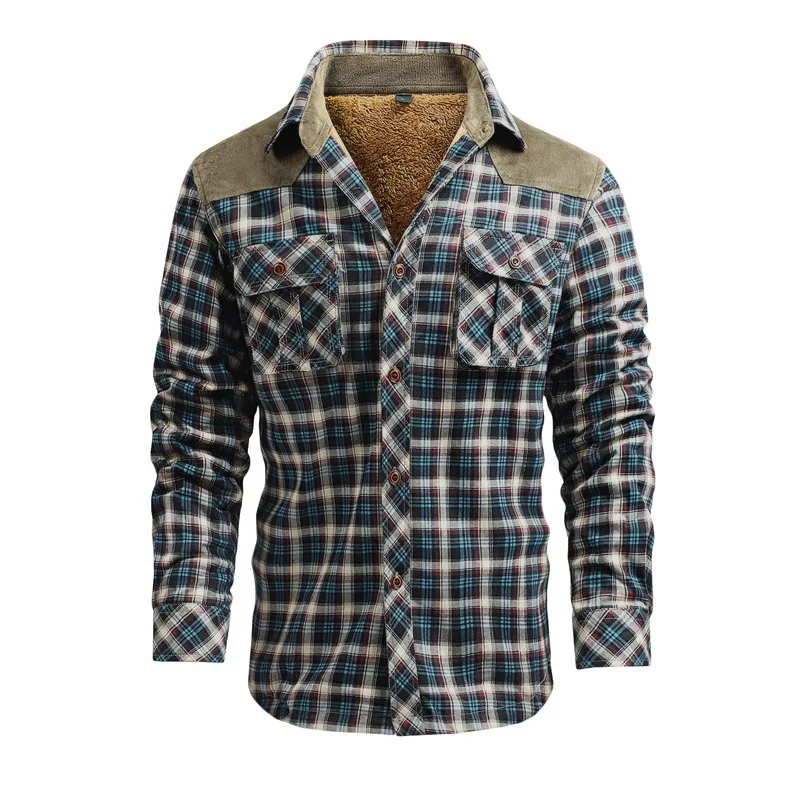 Homens inverno camisas casuais - Flannel Shirt Lined avaliação e preço
