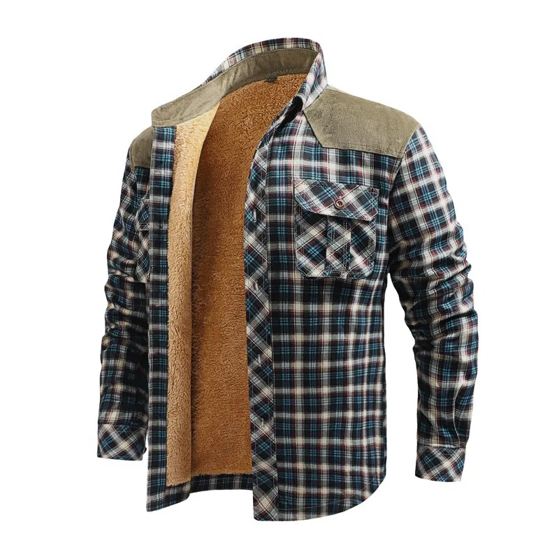 Homens inverno camisas casuais - Flannel Shirt Lined avaliação e preço
